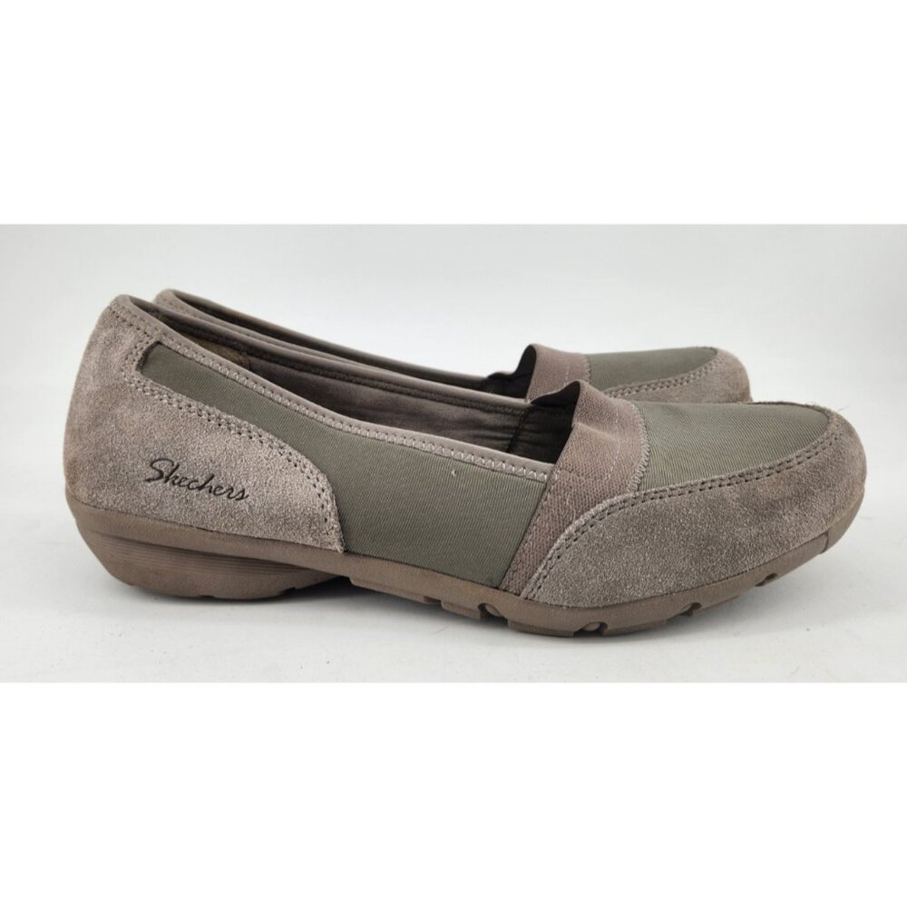Skechers Women's Size 9.5 Slip On Taupe Leather Casual Comfort Low Top Shoes - Picture 4 of 11